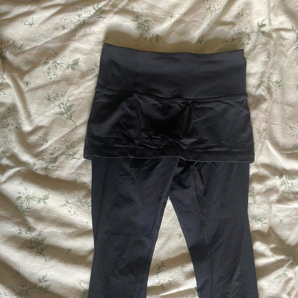 Black Lululemon leggings with built-in skirt